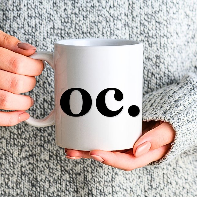 Monogram Classic Elegant Minimal fett Schwarz-weiß Kaffeetasse (Left side)