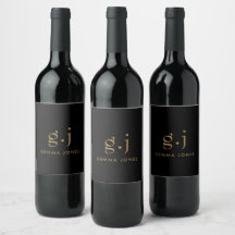 Monogram Classic Elegant Minimal Gold Black