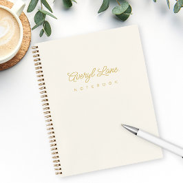 Monogram Classic Elegant Minimal Ivory Gold Script Notizbuch