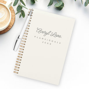 Monogram Classic Elegant Minimal Ivory Gold Script Planer