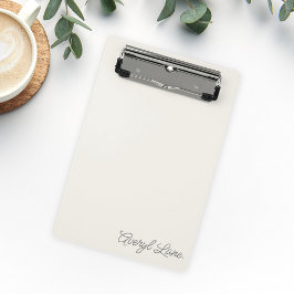 Monogram Classic Elegant Minimal Ivory Script Name Mini Klemmbrett