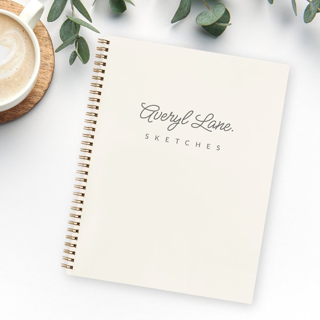 Monogram Classic Elegant Minimal Ivory Sketchbook Notizbuch (Von Creator hochgeladen)