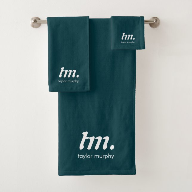 Monogram Classic Elegant Minimal Mister Badhandtuch Set (Insitu)