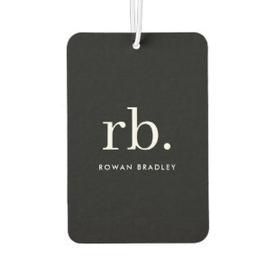 Monogram Classic Elegant Minimal Schwarz und Weiß Autolufterfrischer