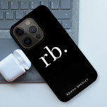 Monogram Classic Elegant Minimal Schwarz und Weiß Case-Mate iPhone Hülle<br><div class="desc">Ein minimalistisches Monogramm-Design mit großen Typografie-Initialen in einem klassischen Schriftart mit Ihrem Namen unten auf einem einfachen schwarzen Hintergrund. Das perfekt angepasste Geschenk oder Accessoire!</div>