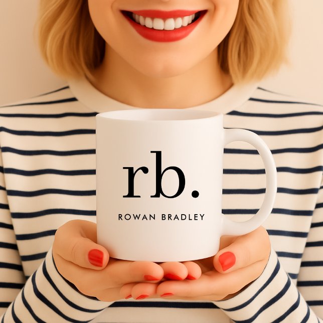 Monogram Classic Elegant Minimal Schwarz und Weiß Kaffeetasse (Von Creator hochgeladen)