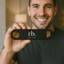 Monogram Classic Elegant Minimal Schwarz und Weiß Speed Flaschenöffner