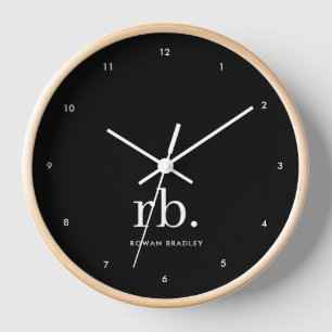 Monogram Classic Elegant Minimal Schwarz und Weiß Uhr