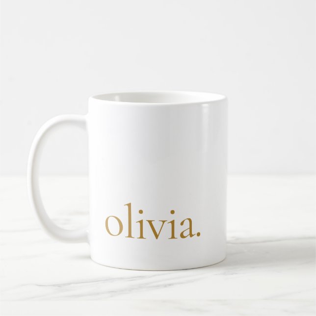 Monogram Classic Elegant Minimal White Gold Kaffeetasse (Links)