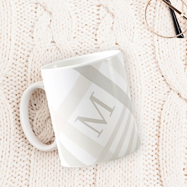 Monogram Classic Elegant Minimaler Karierter Name Kaffeetasse (Von Creator hochgeladen)