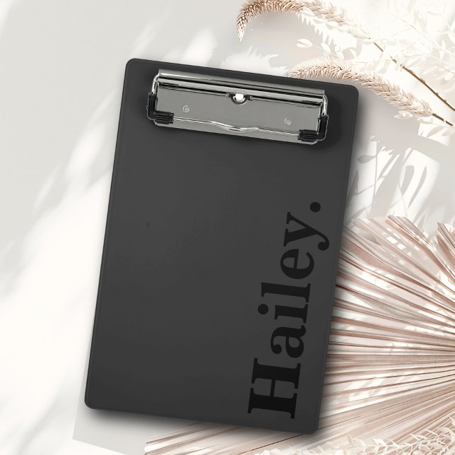 Monogram Classic Elegant Minimaler Schwarzer Name Mini Klemmbrett (Von Creator hochgeladen)