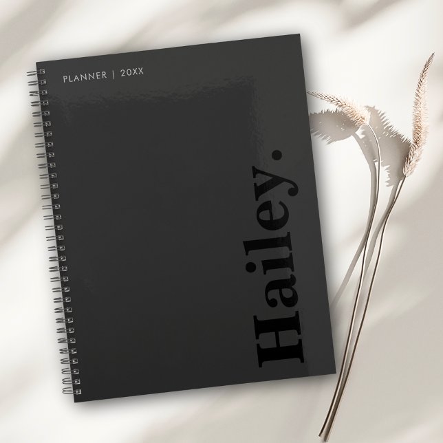 Monogram Classic Elegant Minimaler Schwarzer Name Planer (Von Creator hochgeladen)