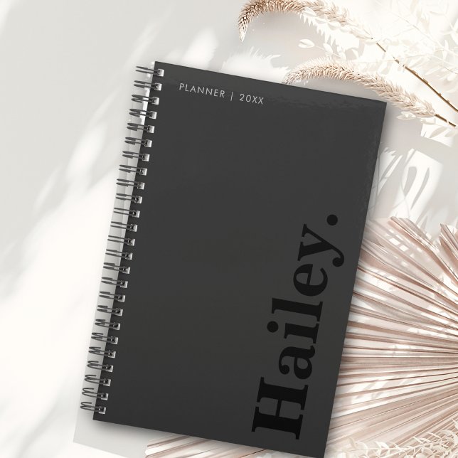 Monogram Classic Elegant Minimaler Schwarzer Name Planer (Von Creator hochgeladen)