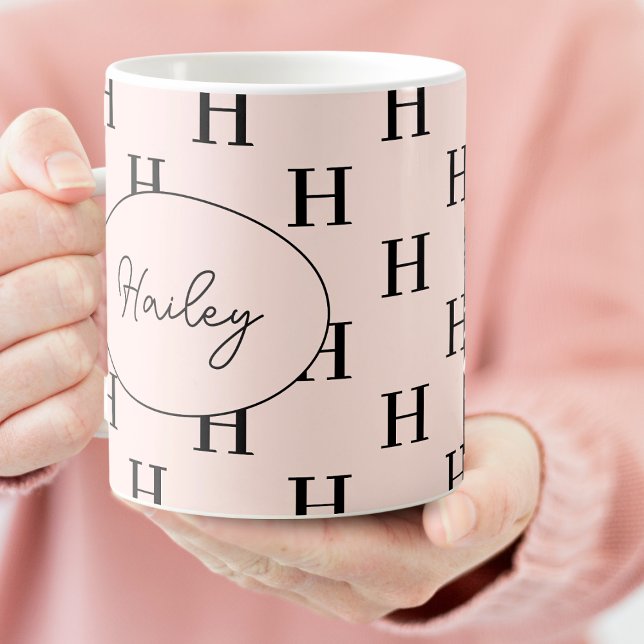 Monogram Classic Elegant Niedlicher Skriptname Kaffeetasse (Von Creator hochgeladen)