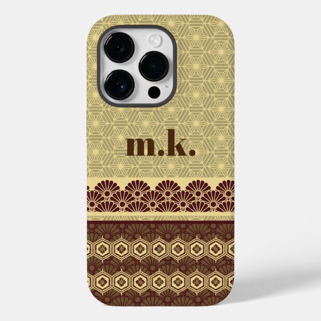 Monogram Classic Gold Blume Muster Case-Mate iPhone Hülle (Rückseite)