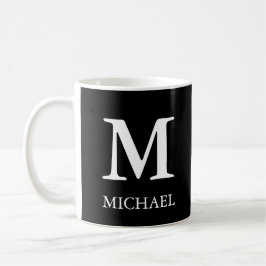 Monogram Classic Minimalistisch Black and White Kaffeetasse