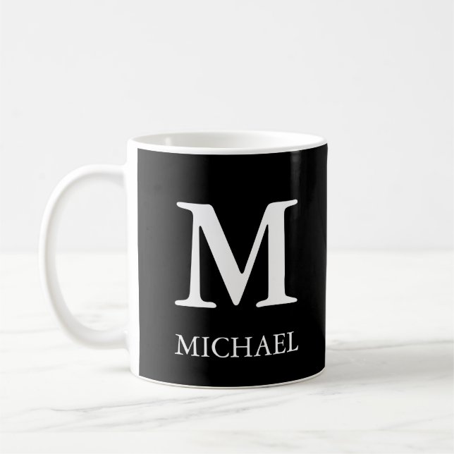 Monogram Classic Minimalistisch Black and White Kaffeetasse (Links)