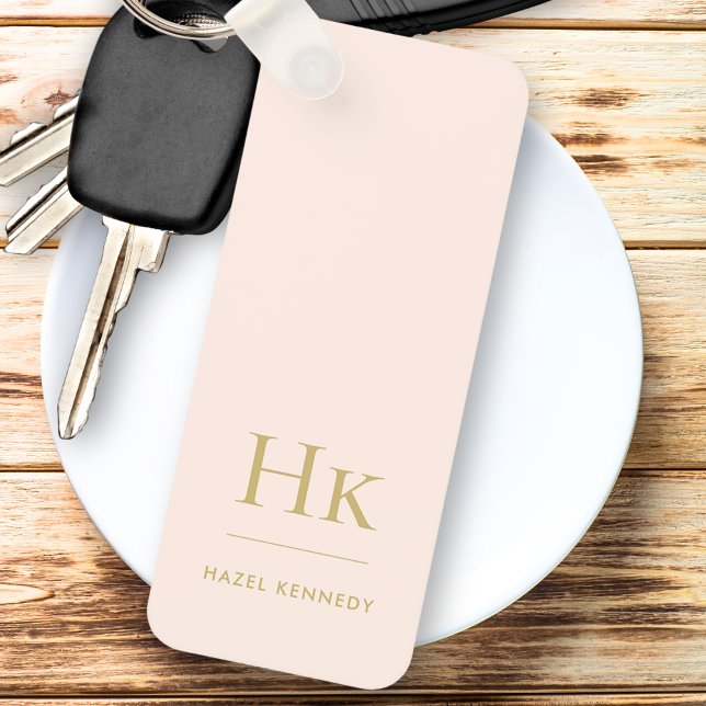 Monogram Classic Moderner Minimalistisch Blush Gol Schlüsselanhänger (Von Creator hochgeladen)
