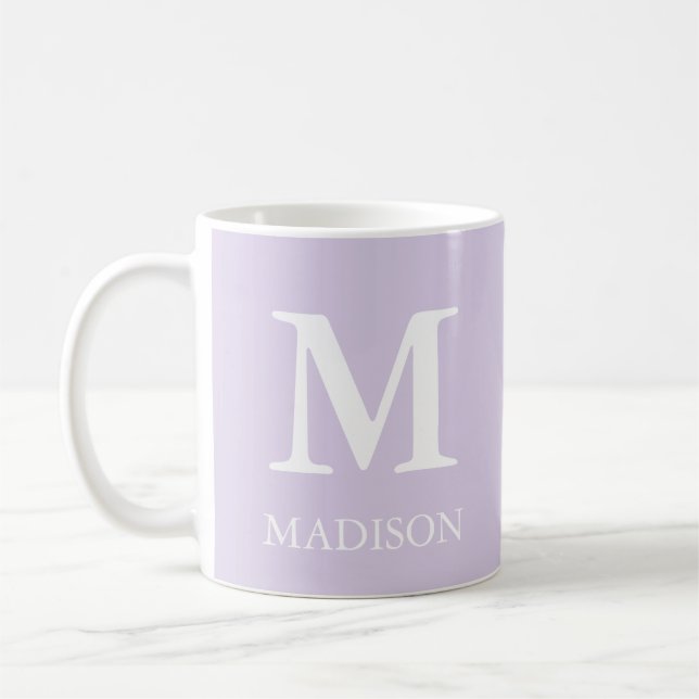 Monogram Classic Moderner Minimalistisch Lavendel Kaffeetasse (Links)