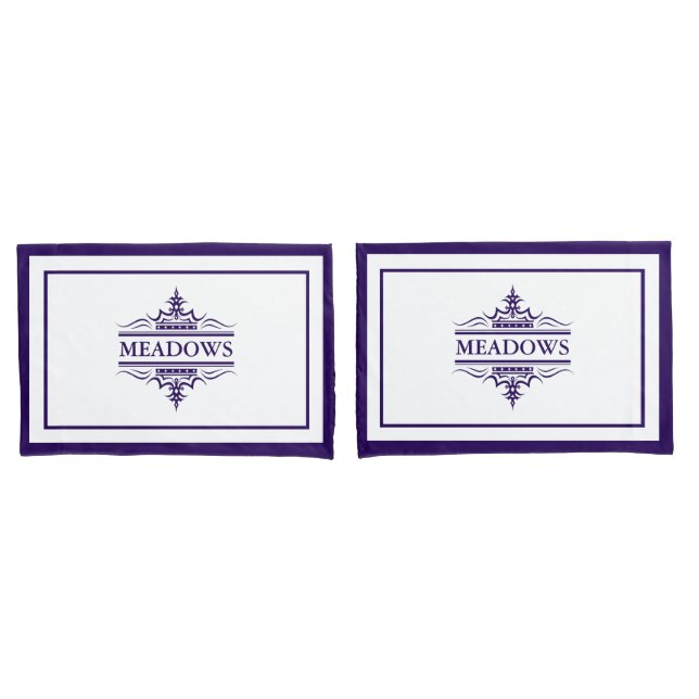 Monogram Classic Navy Blue und White Pillowcase Kissenbezug (Vorderseite-Set)