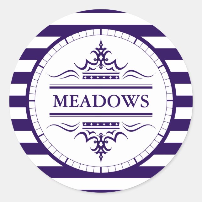 Monogram Classic Navy Elegant Nautical Sticker (Vorderseite)