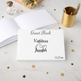 Monogram Classic White Black Wedding Gästebuch