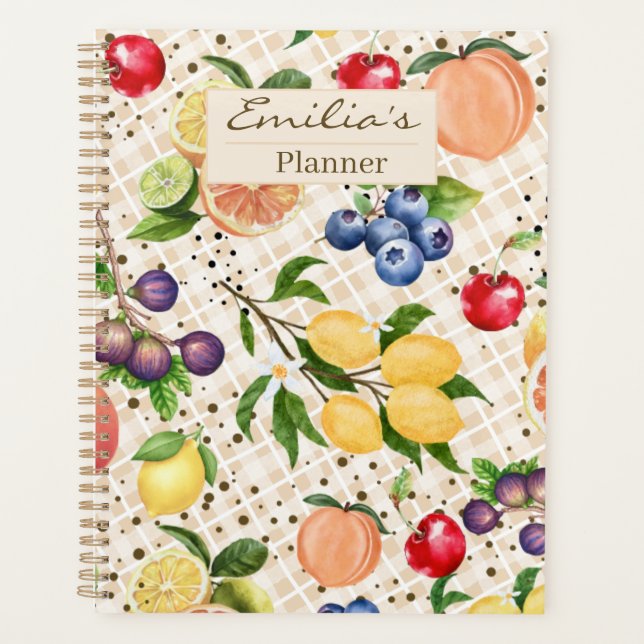 Monogram classy pretty beige and brown Citrus Planer (Vorderseite)