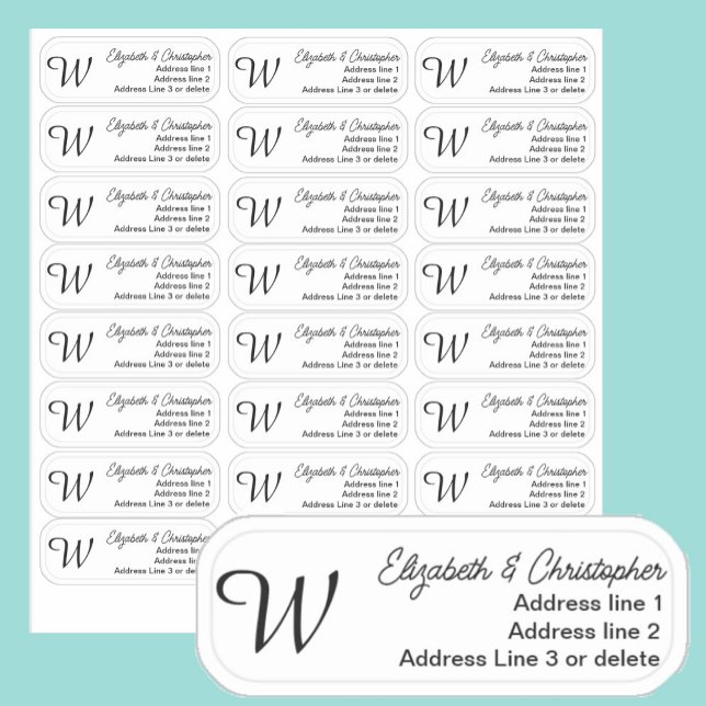 Monogram Clear Return Address Custom Transparent  Aufkleber (Von Creator hochgeladen)