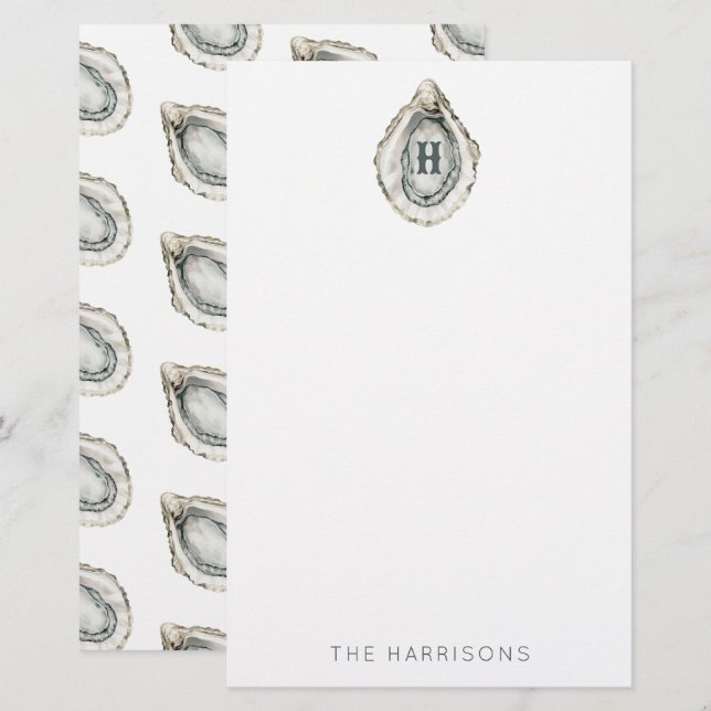 Monogram Coastal Oyster Briefpapier (Vorne/Hinten)