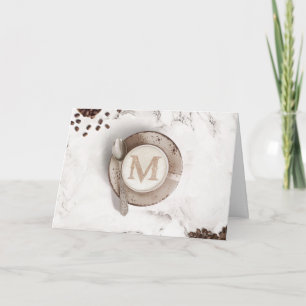 Monogram Coffee Latte Art   Happy Birthday Karte