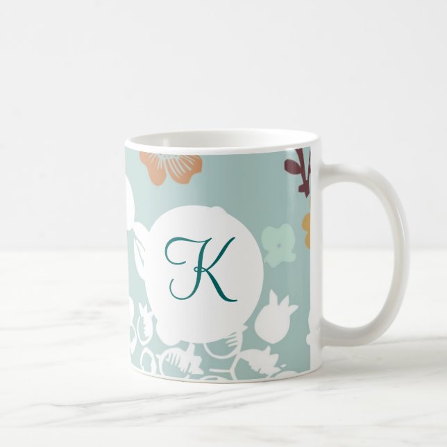 Monogram Coffee Tasse Blue Flowers (Rechts)