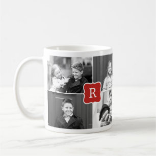 Monogram Collage Custom Foto Tasse - Red