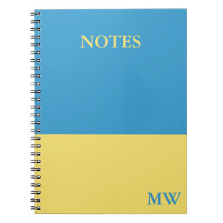 Monogram Color Block Notebook Sky Blue & Yellow Notizblock