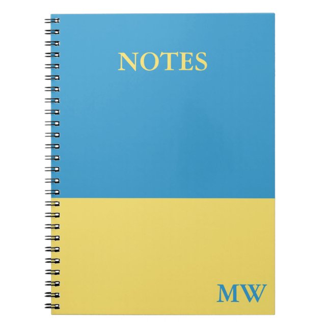 Monogram Color Block Notebook Sky Blue & Yellow Notizblock (Vorderseite)