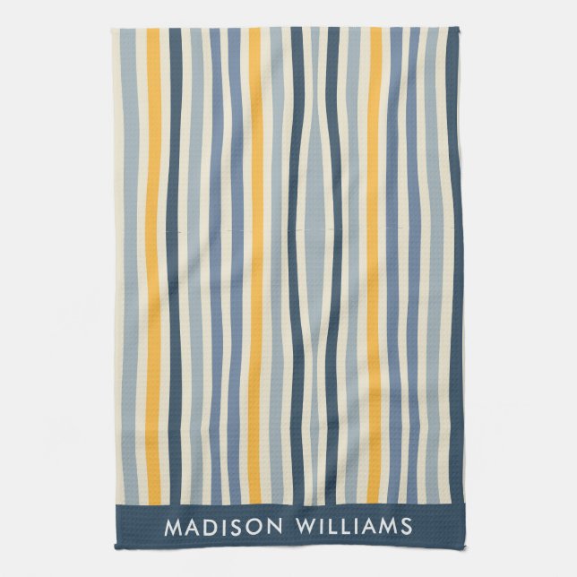 Monogram Colored Lines Elegant Stilvoll Geschirrtuch (Vertikal)