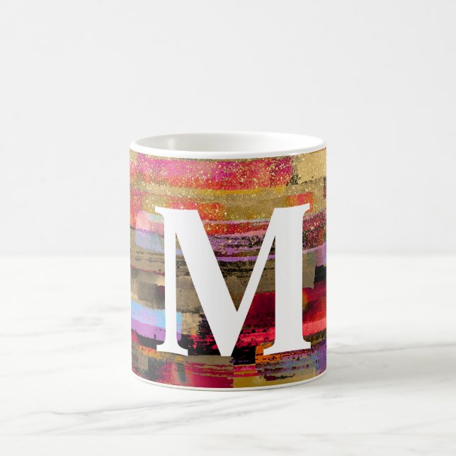 Monogram Colorful Abstract Mug Kaffeetasse (Mittel)