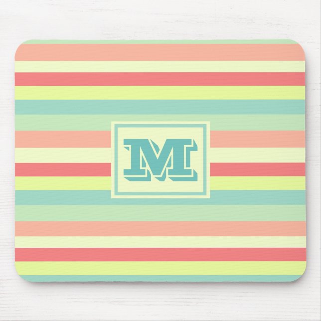 Monogram Colorful Summer Stripes Mousepad (Vorne)