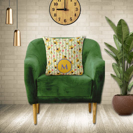 Monogram Coneflower Butterfly Floral Patterned  Kissen