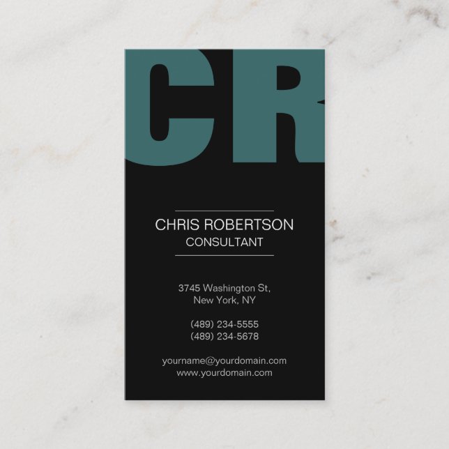 Monogram Contemporary Chic Business Card Visitenkarte (Vorderseite)