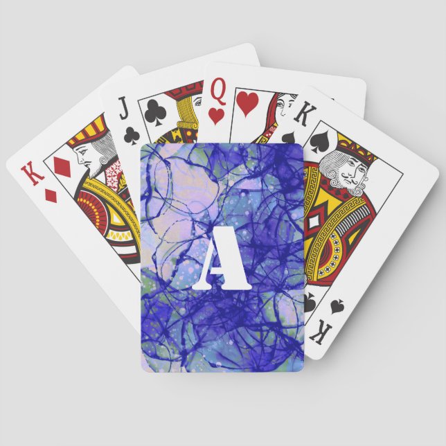 Monogram Cool Blue Abstrakt Spielkarten (Rückseite)