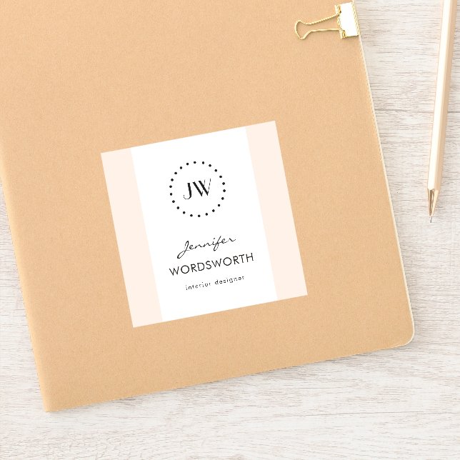 Monogram Coral Pastel Minimalistisch Beruflich Aufkleber (Notizbuch)