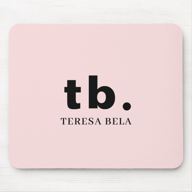 Monogram Coral Peach Elegant Feminine Minimalist Mousepad (Vorne)