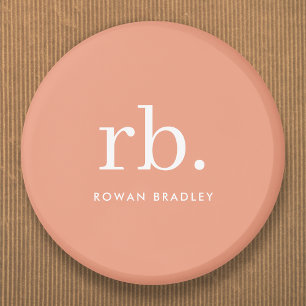 Monogram Coral Peach Elegante Feminine Minimalisti Button