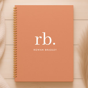 Monogram Coral Peach Elegante Feminine Minimalisti Notizbuch