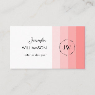 Monogram Coral Pink Pastell Visitenkarte