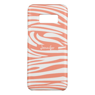 Monogram Coral Pink Striped Zebra Muster Trendy C Case-Mate Samsung Galaxy S8 Hülle