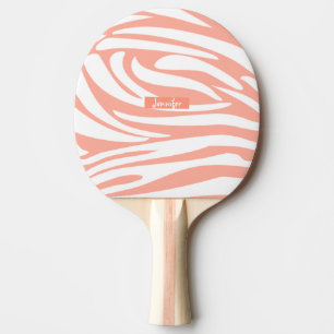 Monogram Coral Pink Striped Zebra Muster Trendy Tischtennis Schläger