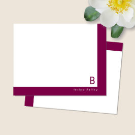 Monogram Corner Band Wein Red Personal Stationery Mitteilungskarte