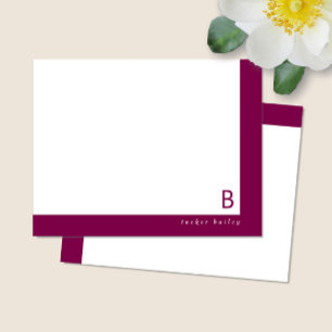 Monogram Corner Band Wein Red Personal Stationery Mitteilungskarte