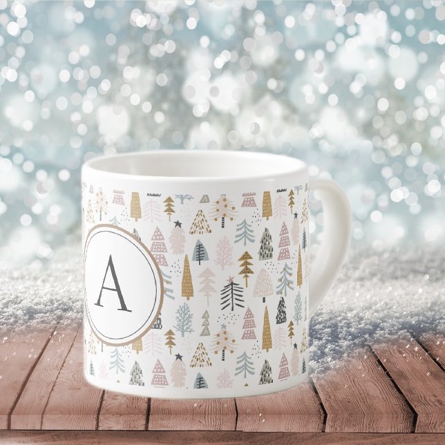 Monogram Country Christmas Trees 6oz Espressotasse (Von Creator hochgeladen)